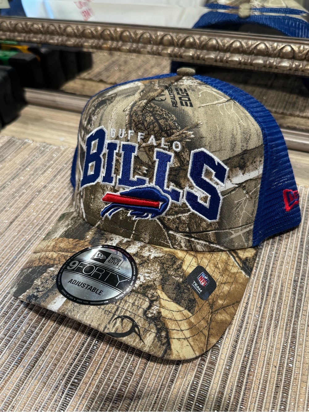 Buffalo Bills Camo Blue Mesh Trucker Hat - New Era